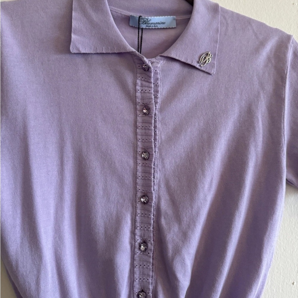Blumarine Lavender Knit Polo Top - Picture 3 of 3